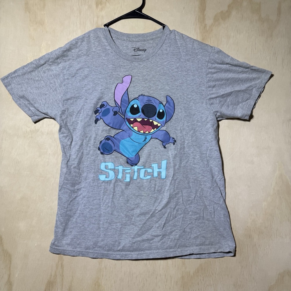 Disney Stitch T Shirt Adult Large Gray Lilo & Stitch Graphic Tee Cartoon